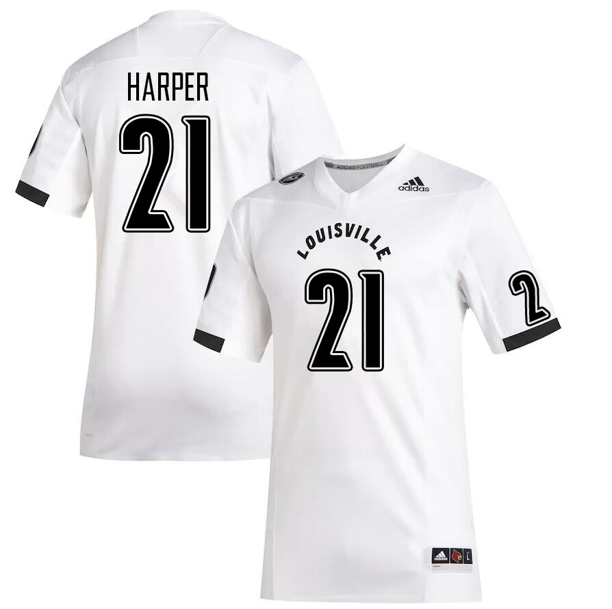 Men #21 Nicario Harper Louisville Cardinals College Football Jerseys Sale-White